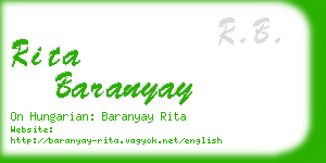 rita baranyay business card